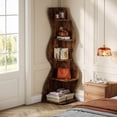 thumbnail image 5 of Tribesigns Small Corner Shelf, 5-Tier Modern Corner Bookcase for Small Space, Living Room (Brown), 5 of 8