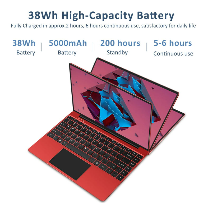 Aocwei Windows 10 Laptop Computers, 14 6GB RAM 128GB SSD Support 1TB SSD  Expansion, 1920x1080 FHD Traditional Laptop for Work Study  Entertainment-Red 