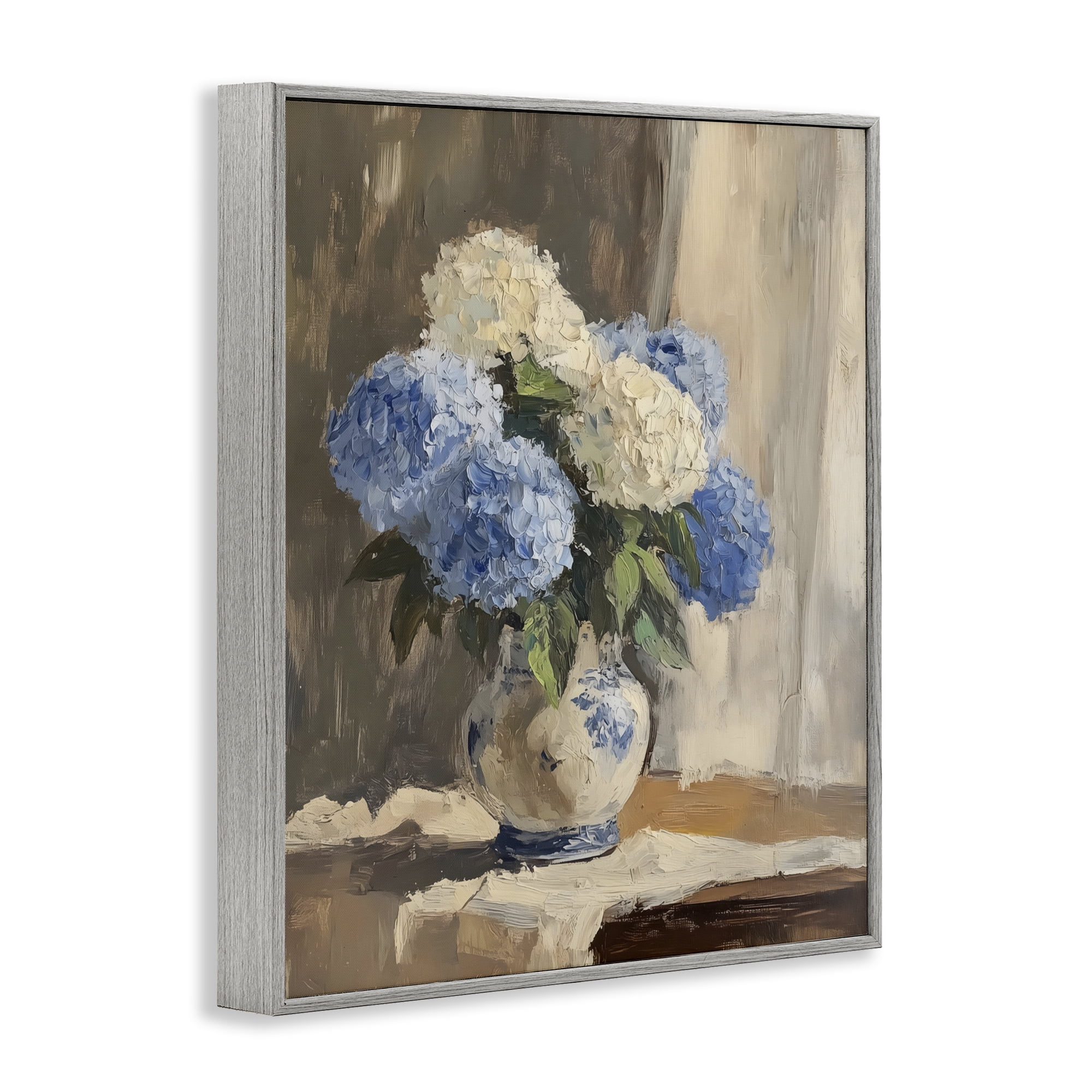 Stupell Industries Vintage Hydrangea in Ceramic Vase Gray Framed Giclee Art, design by LSR Design Studio