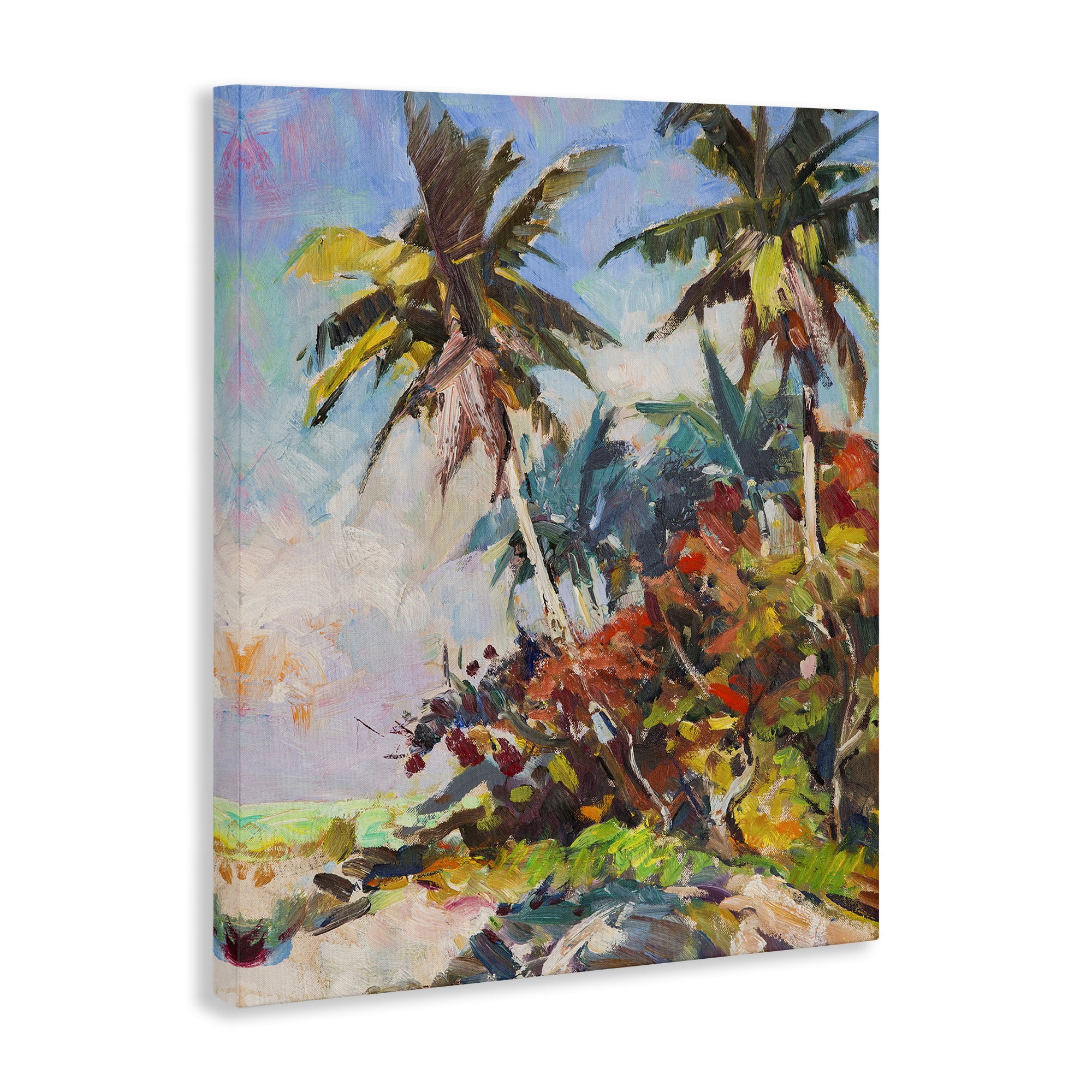Stupell Industries Vivid Palm Nature Landscape Painting Gallery Wrapped Canvas Art Print Wall Art, 30 x 40