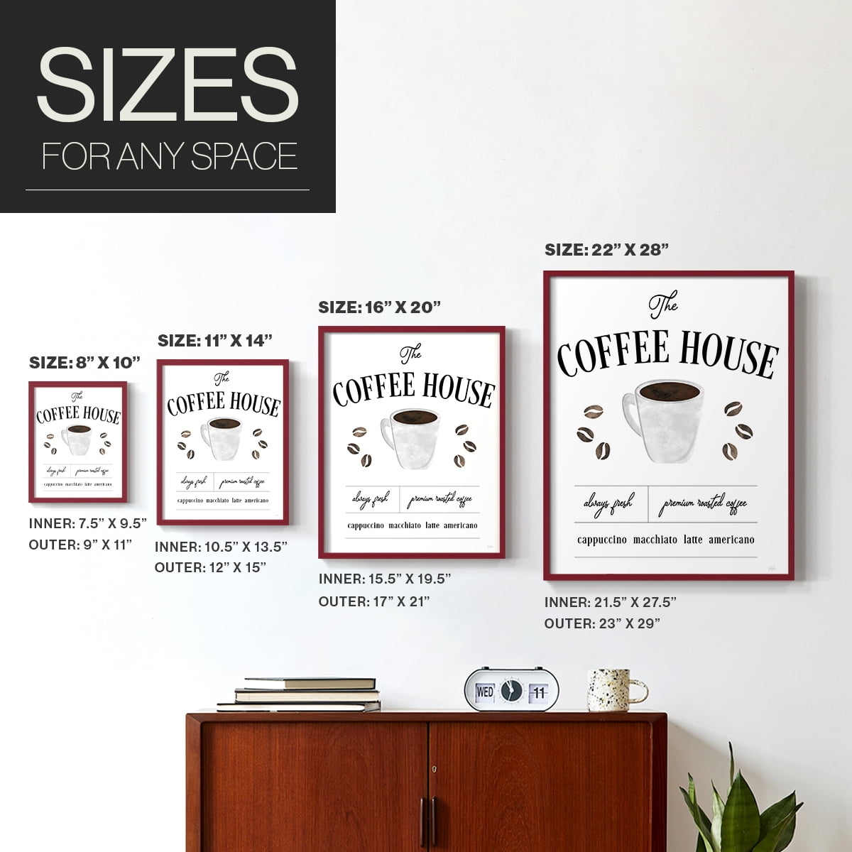 Always Fresh Coffee House in Paper Solid Wood 11 x 14 Framed Print