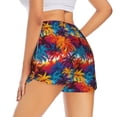 thumbnail image 3 of Bixox Women's Colorful Hawaii Palms pattern 2 in 1 Running Shorts - Lightweight Athletic Workout Gym Yoga Shorts Liner with Pockets - Small, 3 of 7
