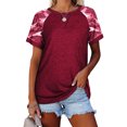 thumbnail image 1 of Top de mujer Vhermosa Cuello Redondo Manga Corta Empalme Casual Vino Rojo XXL, 1 of 5