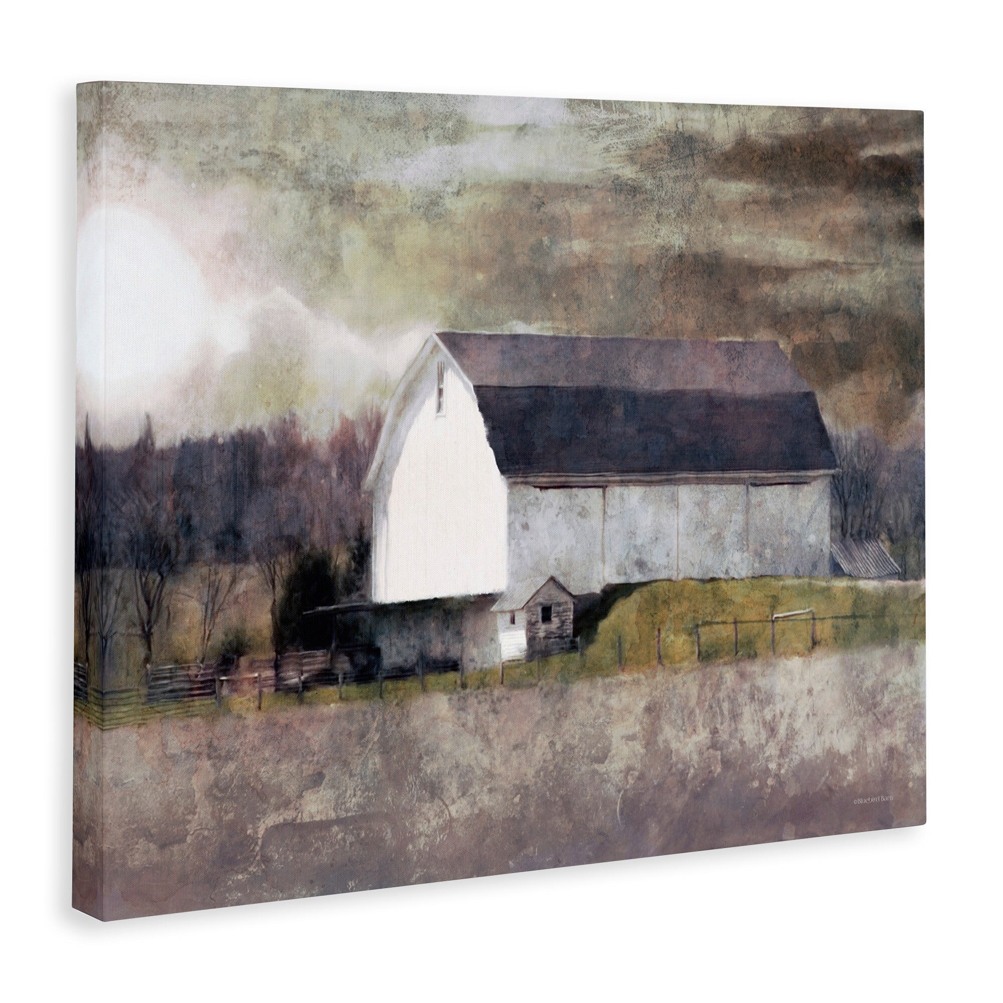 Stupell Indtries Stormy Sky Country Farm Barn Murky Field Landscape,40 x 30,Design by Bluebird Barn