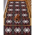 thumbnail image 2 of Red Black Stair Treads for Wooden Steps Indoor Runner Rug Carpet, Southwest Geometric Aztec Farmhouse Tribal 7 Pieces Peel and Stick Staircase Step Treads Covers Washable Throw Door Mats, 30"x8", 2 of 6