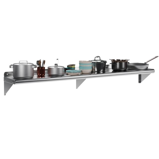 Ourlova 12"x72" NSF Stainless Steel Wall Shelf, 345 lbs Load Heavy Duty Commercial Wall Mount Shelving,Metal Kitchen Rack for Restaurant,Home, Kitchen