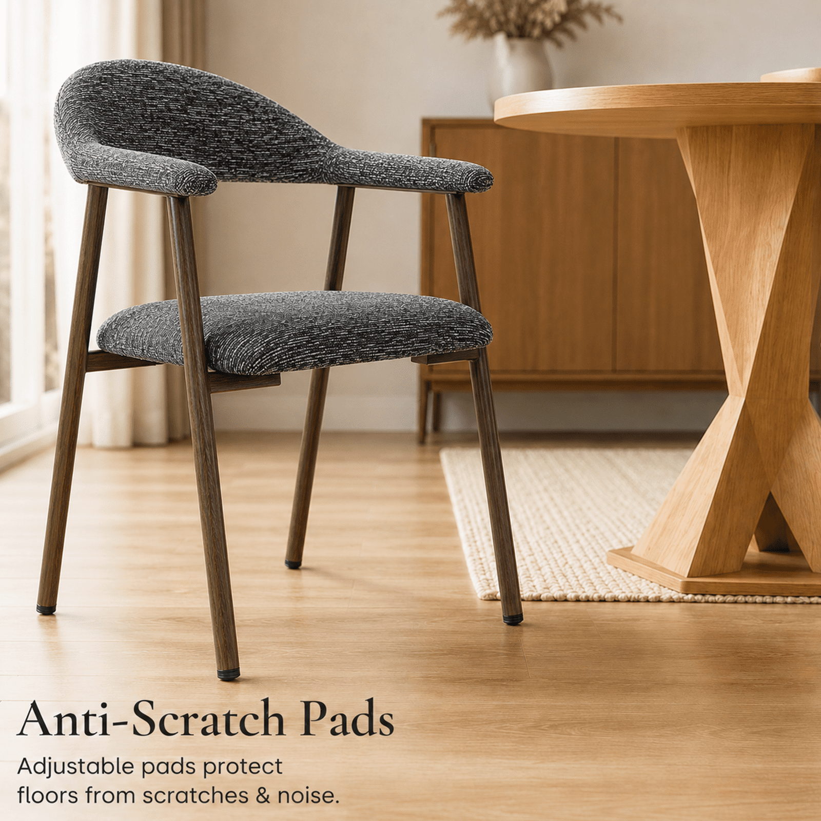Alvantor Chairs Set of 2, A Modern Kitchen Side Chair Set with Curved Backrests and Linen Upholstery, Accompanied by Metal Decorative Chairs for Dining Room Kitchen Living Room Cafe