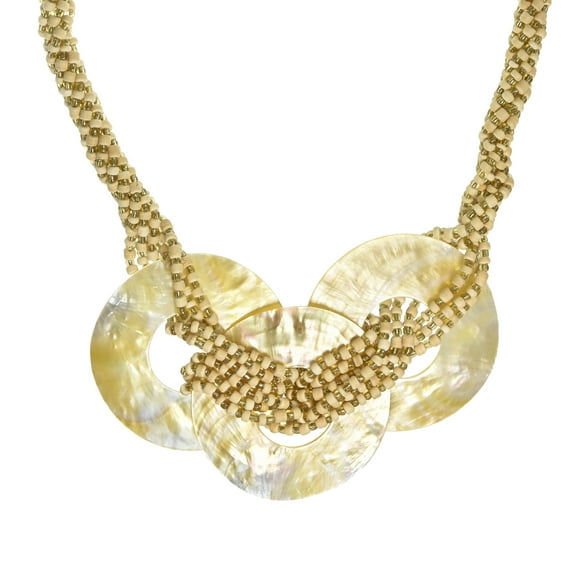 Intertwined Mother of Pearl Trio Statement with Coco Beaded Necklace
