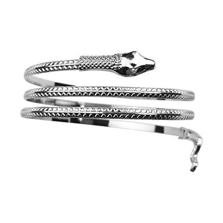 - Art Attack Silvertone Snake Serpent Wrap Around Python Punk Coiled Spiral Upper Arm Cuff Armlet Armband Mixed Metal Aztec Bangle Bracelet