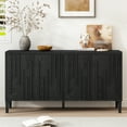 thumbnail image 2 of Euroco 59.8" Sideboard Buffet Cabinet,Wood Farmhouse Kitchen Cabinet TV Stand with Storage for Living Room,Hallway,Dining Room,Black, 2 of 8