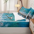 thumbnail image 5 of Manfei Cute Starfish Zipper Twin Comforter Sets with Fitted Sheet and 2 Pillowcases,Coastal Seashells Zipper Bedding Set,Blue White,4pcs, 5 of 8