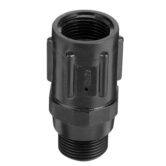 Válvula reguladora de riego por goteo Regulador de presión de agua de repuesto de 3/4 de pulgada y 45 PSI (negro)