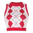 thumbnail image 4 of Unir Womens Sleeveless Sweater Vest Classic V Neck Argyle Plaid Knit Cropped Tank Basic Preppy Everyday Layering Top S-M-L 1 Piece, 4 of 4