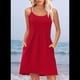 thumbnail image 5 of Vestidos de Verano para Mujer, con Tirantes Finos Ajustables, para Vacaciones en la Playa, Informales, Bonitos, con Bolsillos Rojo XL, 5 of 9