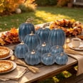 thumbnail image 6 of Fall Decor 10 PCS Speckled Navy Blue Foam Artificial Pumpkins Set Assorted Sizes Matte Pumpkin Ornaments Modern Autumn Harvest Thanksgiving Mantel Tiered Tray Home Decor, 6 of 6