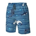 thumbnail image 5 of Kll Sharks On White Blue Striped Men'S Casual Summer Beach Shorts Hawaiian Shorts With Pockets-Large, 5 of 9