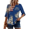 thumbnail image 5 of Evdexr Womens 250th Anniversary Usa Tops Patriotic V Neck Shirts 4th Of July Graphic 3/4 Sleeve Red Blue and White Shirt 1776 2026 Oversized Casual T Shirts Navy XL, 5 of 6