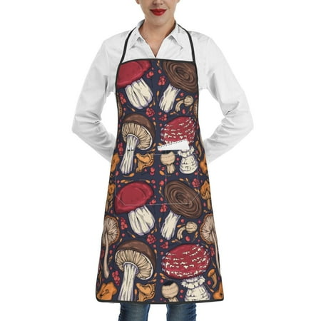 

Sikiie Forest Wild Mushroom Aprons for Kitchen Cooking Aprons Chef Apron for Men Women Chef