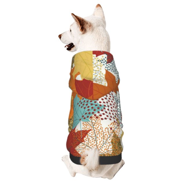 Fotbe Fall Maple Leaves Sudadera con Estampado para Perros Pequeños – Suéter con Capucha para Mascotas, Tela Suave de Forro Polar con Bolsillo-Small