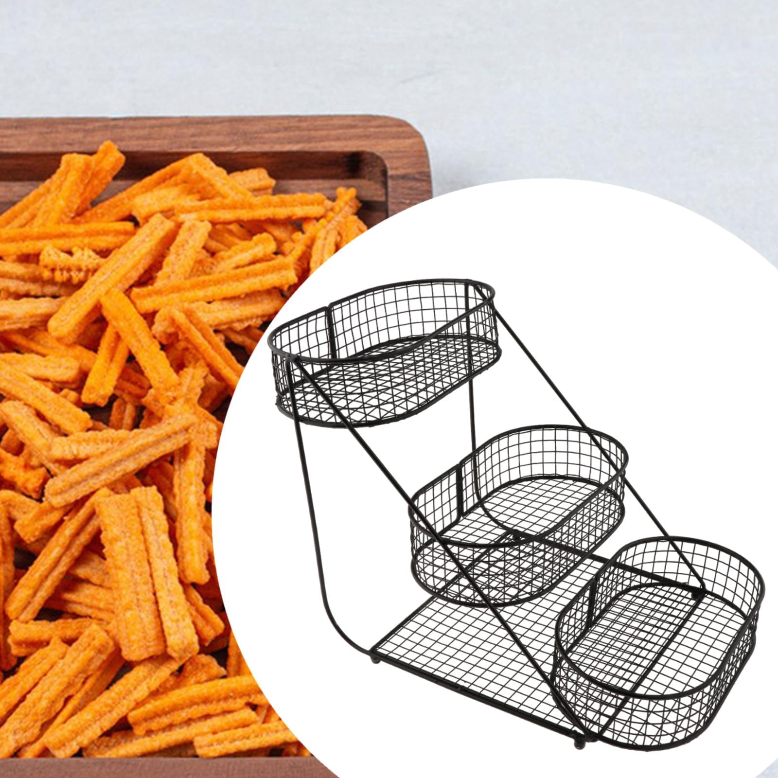 Fiocias 3 Tier Countertop Fruit Basket Space Saver Serving Stand Vegetables Storage Rack black