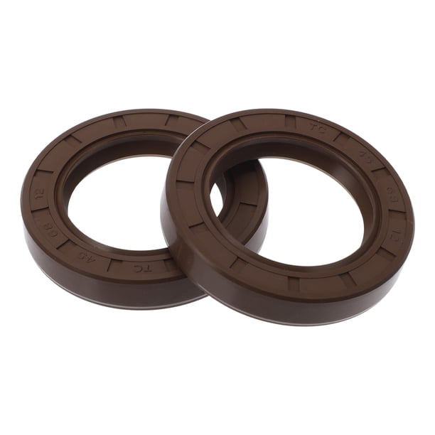 Sellos de aceite universales TC de doble labio con resorte de acero, sellos de eje rotativo de alta presión de goma FKM marrón, 2 piezas 45x68x12mm