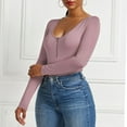 thumbnail image 5 of jsaierl Long Sleeve Bodysuit for Women Fashion Casual Solid Color Quarter Zip Scoop Neck Pullover Jumpsuit Bodysuit, 5 of 9