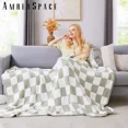 thumbnail image 4 of Amberspace Checkered Knit Throw,Sage Green,50"*70", 4 of 9