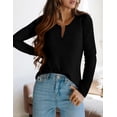 thumbnail image 3 of Remera PRETTYGARDEN Otoño 2025 Cuello en V Manga Larga Negra XL, 3 of 6