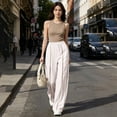 thumbnail image 6 of Lmueinov Wide Leg Pants for Women High Waist Hollow Out Striped Tape Loose Trousers with Pocket Women Trendy 2026 Business Casual Outfits, 6 of 7