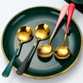 thumbnail image 6 of Cterwk Stainless Steel Long Handled Soup Spoons, Pink + Gold, 8 Pcs, 6.3 Inches, 6 of 6
