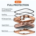 thumbnail image 2 of KOMI 2 Pack 2 in 1 Waterproof Case for Apple Watch Series 8 7 41mm, Straight Edge PC Front & Back Bumper with Tempered Glass Screen Protector 360 Protective Cover for iWatch 41mm, Black/Rose Gold, 2 of 5