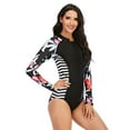 thumbnail image 3 of Women Long Sleeve Black Zip Front Swimsuit Surfing Swimwear Bathing Suit -2XL, 3 of 5