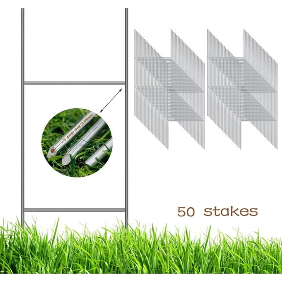 MTB H Frame Wire Stakes 30"x10" (Pkg of 50) 9ga Metal -Yard Sign Stakes for Advertising Board,Realestate,Commercial Campaign,Yard Stakes for Signs,Wire Stakes for Yard Signs