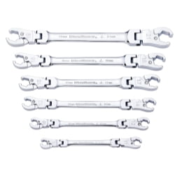 6 Piece Ratcheting Flex Flare Nut Wrench Set- Metric