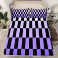 thumbnail image 2 of Castle Fairy Teens Geometric Rectangle 4 Pieces Queen Sheet Sets,Gradient Plaid Ultra Soft Flat Sheet,Mid Century Queen Fitted Sheet,Lightweight Room Decor, 2 of 7