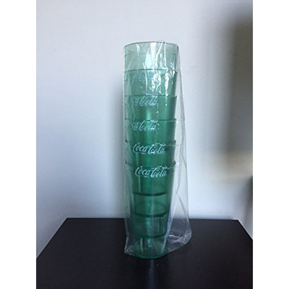 New (6) Coke Coca Cola Restaurant Green Plastic Tumblers Cups 20 oz Carlisle