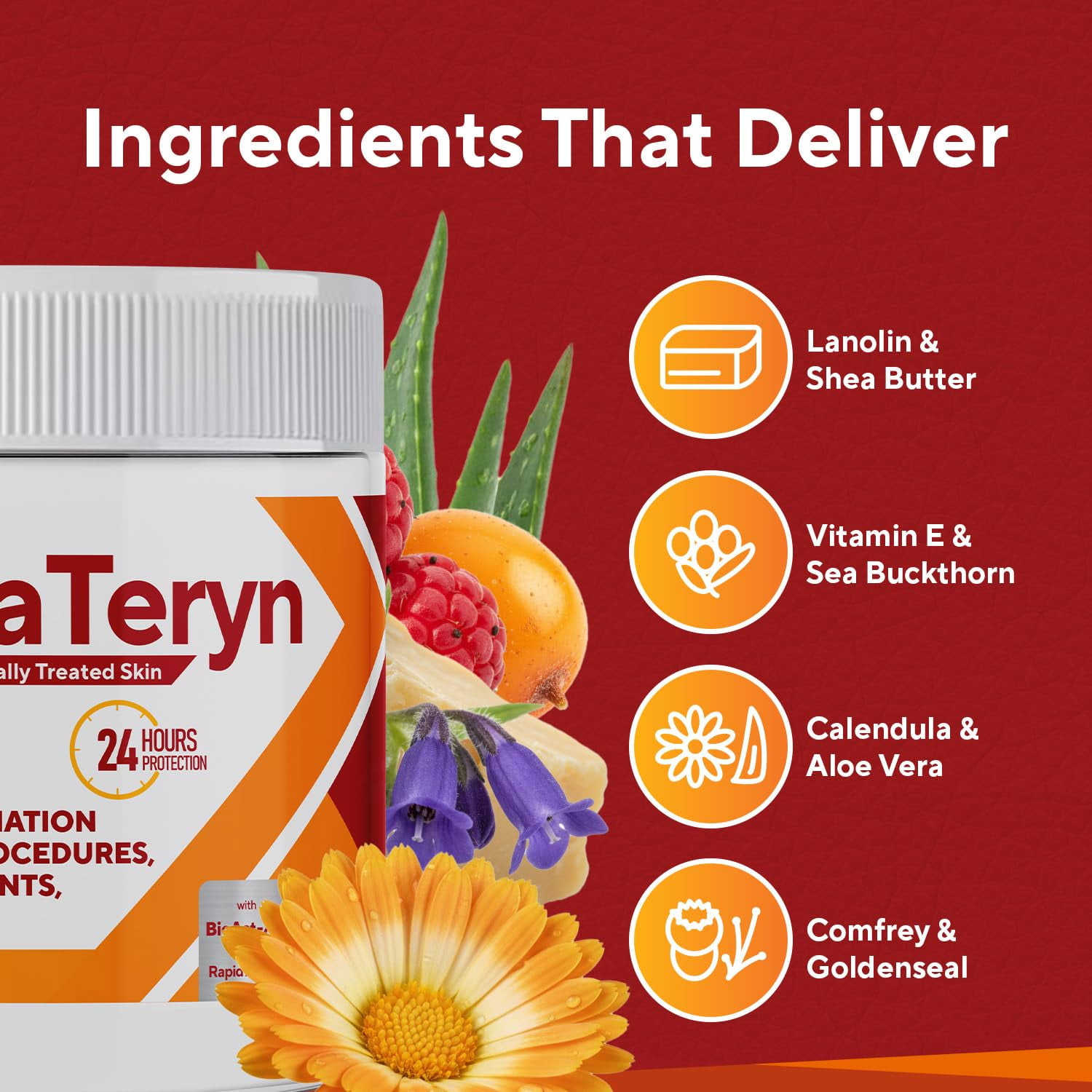 Marie Originals DermaTeryn Sunburn & Post Radiation Cream, Max Strength Moisture Barrier for Dry, Irritated or Sensitive Skin, Fragrance Free4 fl. Oz