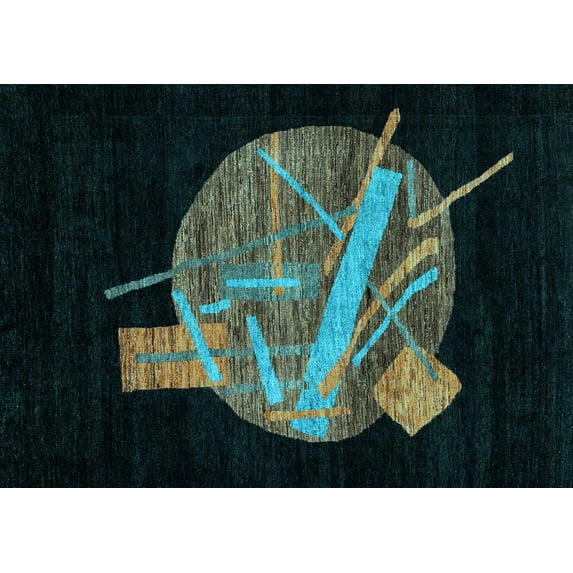 Ahgly Company Indoor Rectangle Oriental Light Blue Modern Area Rugs, 2' x 5'