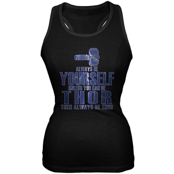 Always Be Yourself Thor Black Juniors Soft Tank Top - X-Large