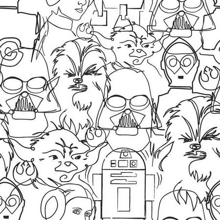 Star Wars Saga Line Sketches Peel And Stick Wallpaper