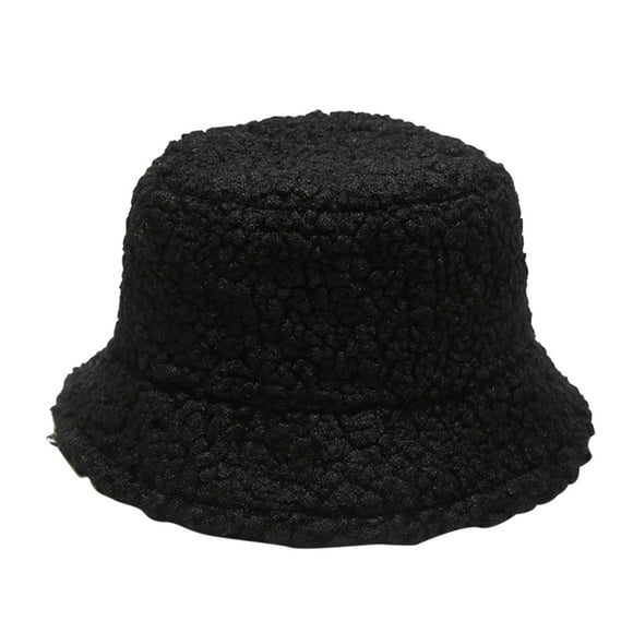Baberdicy Hat Winter Faux Fluffy Cow Print Bucket Hats Women Outdoor Warm Sun Hat Soft Velvet Fisherman Cap Lady Panama Female Bucket Hat Black