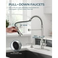 thumbnail image 5 of Kitchen Faucet with Soap Dispenser, Burhsed Nickel Stainless Steel Single Handle Modern Spring Commercial Sink Faucet with Pull Down Sprayer for Laundry & Utility Room RV Camp Bar Farmhouse, 5 of 7