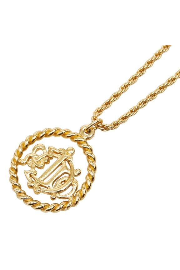 Pre-Owned Christian Dior Dior logo necklace, gold plated, for women.
