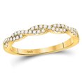 thumbnail image 1 of 10kt Yellow Gold Womens Round Diamond Woven Twist Stackable Band Ring 1/4 Cttw, 1 of 1