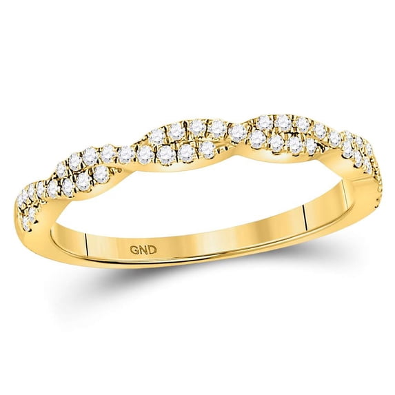 10kt Yellow Gold Womens Round Diamond Woven Twist Stackable Band Ring 1/4 Cttw