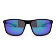 thumbnail image 2 of Mens Color Mirror 90s Classic Rectangle Sport Plastic Aerodynamic Sunglasses Black - Teal Mirror, 2 of 4