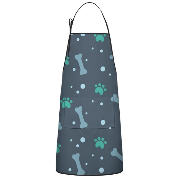 Paw Prints and Bones Apron-Garden Aprons for Women with Pockets-Cotton Linen Waterproof Kitchen Cooking Gardening Aprons Adjustable for Kitchen,Cooking,BBQ and Salon 33x27 Inch
