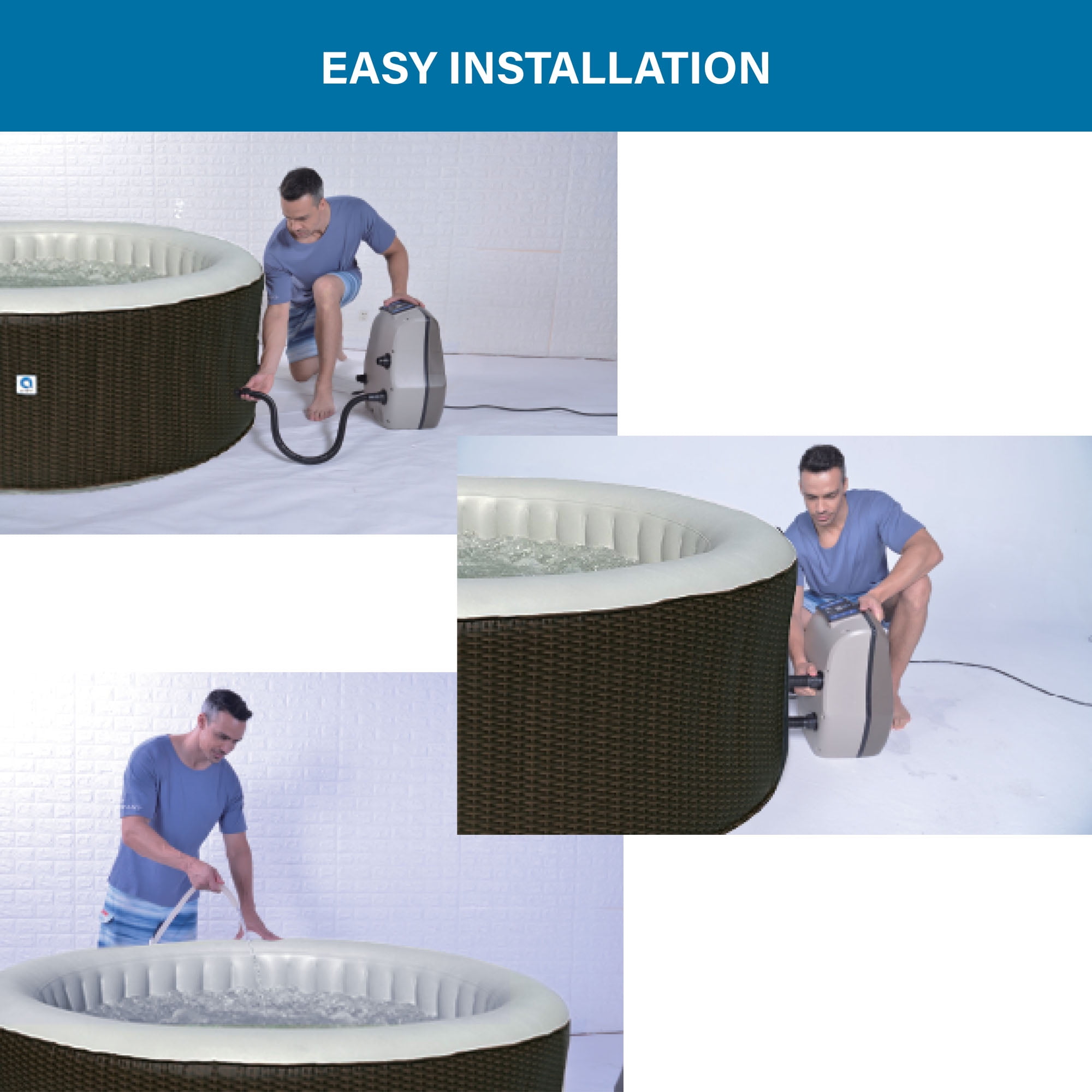 Avenli Nice 4-6 Person Inflatable Hot Tub Spa + Cover, Rattan Pattern, Rapid Heating up to 104°F, 140 Water Jets, 264 Gal, Round