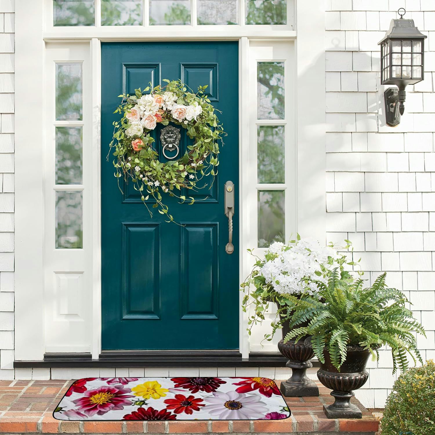 Heduofu Decorative Door Mat, Door Mat with Non-Slip Rubber Backing, Easy Cleaning, Traps Dirt, for Entry, Patio, Garage - Dahlias Autumn Dahlia Garden Dahlia Late Summer 19.68*47.24 in