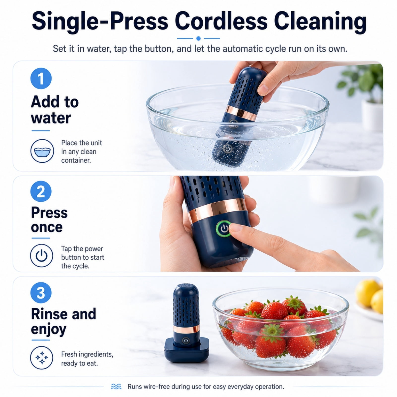 50PCS*Podfresh Vegetable Cleaner, Pod Fresh Fruit Cleaner, Water Molecule Decomposition Technology with One-Touch Wireless Operation, Portable Capsule Design, Ideal for Fruits and Vegetables